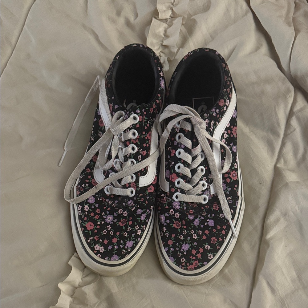 Vans Kids Sneakers Black with Floral Pattern